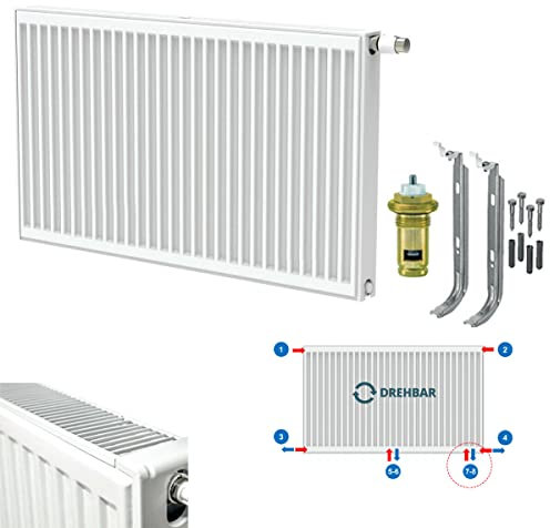 Belrad Typ 22 Universalheizkörper Ventilheizkörper Mittelanschluss mit 8 Anschlüssen T22 600 x 700 (HxB)-1212W