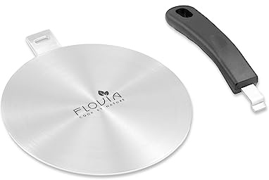 9.45inch Stainless Steel Induction Cooktop Adapter Plate, Heat Diffuser for Glass and Electric Cooktop, Detachable Handle