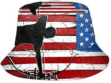 AOOEDM USA-Flaggen-Team-Bogenschießen-Eimer-Hüte Reisen-Strand-Sonnenschutz-Fischer-Hut für Frau-Mann