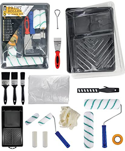 KIRFEE 21 Pcs Paint Roller Set, Paint Rollers and Trays Sets, Paint Brushes Decorating Set, and Decorating Tools, Including Large and Small Paint Roller and Paint Tray.