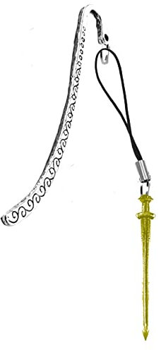 H8 Wikinger-Schwert, dekoratives Lesezeichen, goldfarbenes Chrom-Finish, englisches Zinn, auf einem Muster