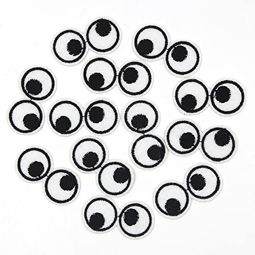 Wambere 20 Stück Flicken zum Aufbügeln Kinder,Schwarz-weißer Cartoon-Augen-Stoffaufkleber,bestickte Aufnäher,Applikation Aufbügeln,Kleidung,Hosen,Hüte,Jeans,Blumen-Applikation,Bastelzubehör,