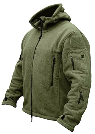 NCTCITY Uomo Giacca Tattica da Combattimento in Pile Militare Antivento Softshell Sportiva Caldo Felpe con Cappuccio All'aperto Cappotto da Trekking con Multi-Tasca per Autunno Invernale
