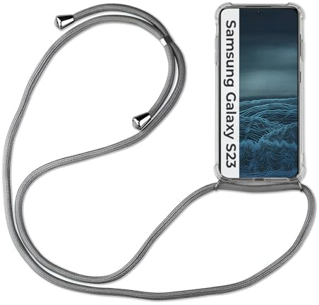 Hülle Kompatibel mit Samsung Galaxy S23 | Handykette Smartphone Halskette Hülle mit Band | Handyhülle mit Kordel zum Umhängen Kompatibel für Galaxy S23 | Grau
