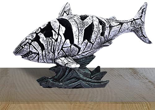Povanjer Hai-Statue, Cracked Shark Fish Figur Meerestier Desktop Statue Dekorationen, Einzigartige Moderne Tierskulptur-Ornament für Arbeitszimmer, Wohnzimmer, Schlafzimmer, Büro-Handwerksdekoration