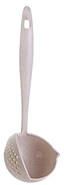 Louche à Soupe De Cuisine 2 En 1,Passoire En Plastique, Cuillère à égoutter Pour Hot Pot, Cuillère à Passoire à Long Manche Avec Trou De Suspension, Cuillère à Passoire à Filtre Rond(beige), Pass