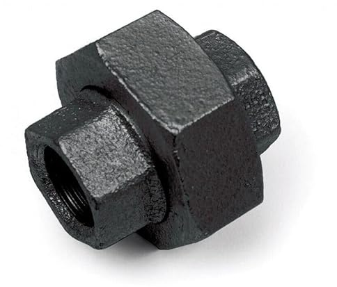 KNM Trade Gussfitting Verschraubung IG/IG 1 Schwarz | ISO 7-1, Heizungsbau, keine Schweißverbindungen, Dampf, druckfest bis 25 bar, langlebig, Temperguss