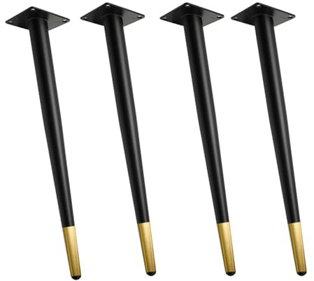 MZZHEDIE 4 Stück Möbelfüße,Konisch Schräg Möbelbeine,Stützfüße aus Metall,Kippen Tischbeine,DIY Ersatz für TV-Schrank Bett Sofa Badschrank Stuhl,Schwarzes Gold (30cm/11.8in)