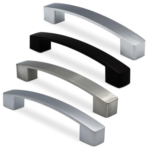 Mavö Küchengriff Schubladengriff Möbelgriff Schrankgriff Griff Türgriff Küche Kunststoff silber Trend (128mm, Chrom poliert)