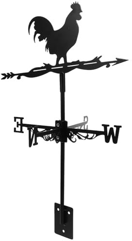Cabilock Hahn Wetterfahne Metall Wetterhahn Windrad Windrichtungsanzeiger Weathervane für Zuhause Garten Terrasse Hof Dach Garten Dekoration Schwarz