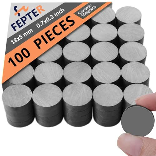 FEPTER 18x5mm 100 pcs Black Magnets for Craft Strong Magnets for Fridge Refrigerator Magnets Set Bulk Black Extra Strong Magnets Round Magnets White board Magnets for Office School Kitchen