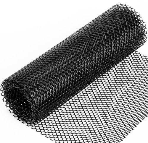Plastic Wire Mesh Fencing Reusable Gardening Net Fence Sheet Chicken Wire Mesh Roll Poultry Breeding Netting Garden Balcony Protection Net Black with 25 Pcs Fixed Straps(0.3 x 3M)