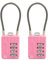 SISAV Lot de 2 verrous à combinaison à 4 chiffres de 11,9 cm pour casier de gym, casque, armoire de classement, boîte à outils, valise, sac à dos, câble de 3 mm de diamètre, rose