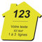 Plaque gravée personnalisée autocollante pour nom et numéro de boîte aux lettres en forme de maison design - jaune - format 8x8 cm