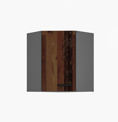 Kuechen-preisbombe Küche Old Style Eckhängeschrank 60X60 Old Wood Anthrazit Küchenzeile Einbauküche