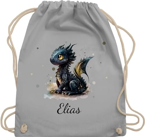 Turnbeutel Rucksack - Süßer Kleiner Drache mit Namen I Nachtdrache I Dragon I Drachen I Drachenzähmen - Unisize - Hellgrau - und dragons toothless baumwollrucksack drachenmotiv beutel