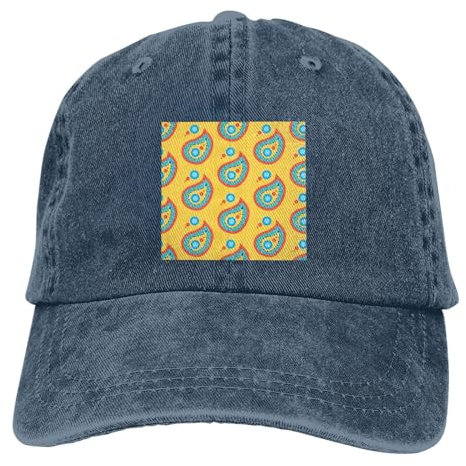 Kyliele Baseballkappe mit Wassertropfenmuster, nahtlos, für Damen und Herren, verstellbar, Denim-Hut, Papa-Hut, marineblau, One size