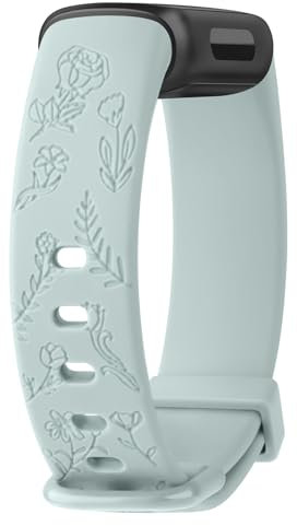 Vancle für Fitbit Inspire 3 Gravierte Armband, TPU wasserdicht Floral Ersatzarmbänder kompatibel mit Fitbit Inspire 3 Damen Herren