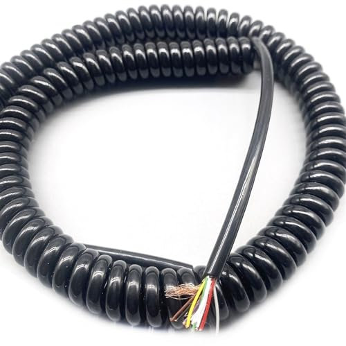 Cavo a spirale a molla, filo a molla core, Cavo elasticizzato ad alta elasticità da 12 metri con diametro esterno del segnale 26 AWG 5 mm, 9 nuclei, da 1 metro a 10 metri (dimensioni: allungabile 3 me
