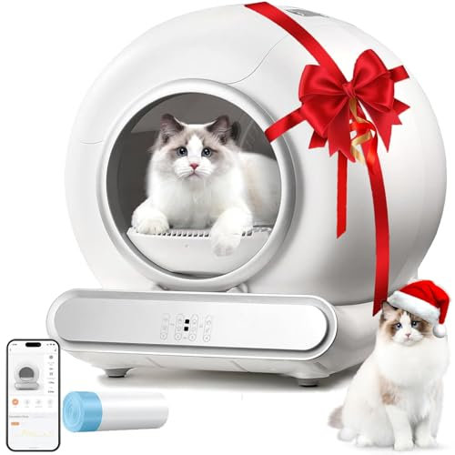 Arenero Autolimpiable para Gatos Silenciosa Caja de Arena Automática Integrada Segura 65L WC Gatos Automatico Inodoro Control de App,Protección de Seguridad integrada 
