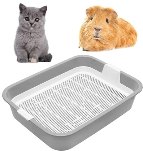 4BIG.fun Small Cat Litter Tray for Kittens, Gray, Perfect for Small Cats, Easy to Clean, Durable, Hygienic, Removable Grille, Sieve, Professional Recommendation