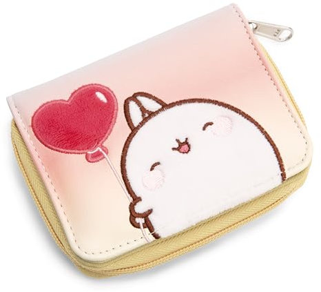 NICI Geldbeutel MOLANG 12x9,5cm weiß - Brieftasche Geldbörse Münztäschchen mit Reißverschluss Tasche für Mädchen und Teenager, Fans Geschenk