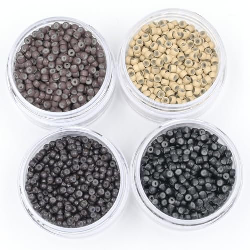 Yamel Nano Ring Bead Hair Extensions Rings 650 Pieces 3mm Medium Brown Silicone Lined Beads for Human Hair Extensions