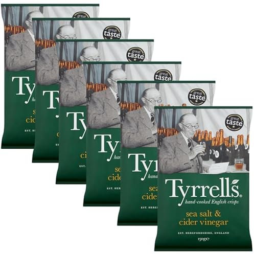 Cracker Crisps Bundle with Tyrrells Sea Salt & Cider Vinegar Sharing Crisps 150g - 6 Pack | Sea Salt & Cider Vinegar Seasoned Potato Crisps.