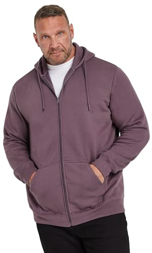 BadRhino Big & Tall Plum Premium Zip Through Hoodie - Men's - Plus Size Curve Purple