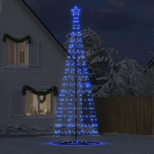 KOIECETA LED Weihnachtsbaum Kegelform mit Leucht-Stern Lichterbaum Baum Weihnachtsbaum Weihnachtsdeko Außen Leuchtbaum 1534 LEDs Blau 503 cm