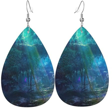 Teardrop Doppelseitige Leder Ohrringe Wald Psychedelic Baum Niedlich Kunstleder Baumeln Ohrringe Schmuck Geschenk für Frauen Mädchen, Einheitsgröße, Kunstleder