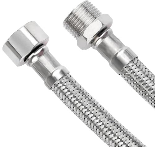 Brslainn Lot de 2 Tuyaux Flexibles 20 cm, écrou de Raccord 3/8 x Filetage Extérieur 3/8, Tuyau Blindé en Acier Inoxydable, Tuyau de Robinetterie pour Robinet, Robinet d'angle et Chauffe-eau