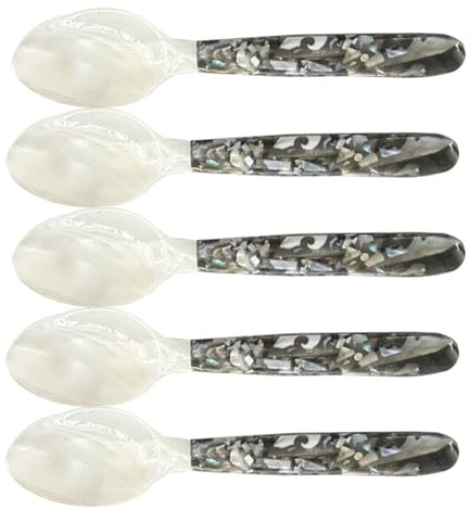 Rrlihjgu Cucharas de caviar Cuchara de concha, Cucharas de caviar de nácar,Cuchara de nácar de 5 piezas | Servidor de caviar con cucharas de caviar brillantes y elegantes para servir delicias