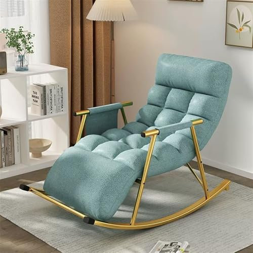 Ergonomischer Schaukelstuhl Liegesessel Sofa mit gepolsterter Armlehne für Erwachsene Schlafzimmer Wohnzimmer Balkon Hellblau Komfort Lounge Stuhl