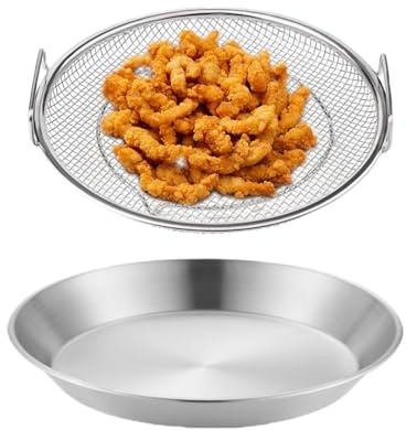Ölablaufgestell – Frittierkorb aus Edelstahl, Crush-Tellerfilter | Abnehmbare Fettwanne mit Tropfkontrollfunktion, Garkorb für l
