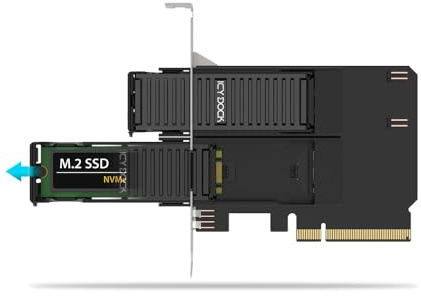 Removable Dual M.2 NVMe SSD to PCIe 4.0 x8 Mobile Rack Adapter Card for PCIe Expansion Slot | ExpressSlot Core MB312M4P-B