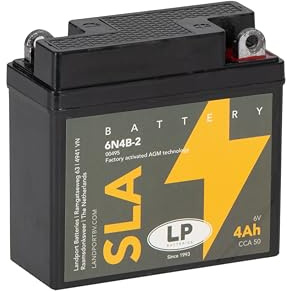 Landport SLA 6N4B-2 Ready To Use Starter Battery 6 volt, 4 Ah/10hr, 50 CCA With AGM Technology-Ideal For Motorcycles & Powersport Vehicles Fits Suzuki DR 500 S 1982-1984 MS 6N4B-2