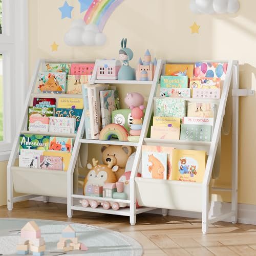 HAVLOTII Kinder-Bücherregal, 3 Ebenen, Kinder-Bücherregal, Bücherregal, Kinderzimmer, Kleinkind-Bücherregal, Spielzeug-Aufbewahrung, Organizer, Kinderbuchaufbewahrung für Spielzimmer, Schlafzimmer