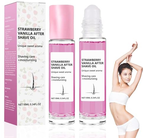 2 Stück After Shave Oil for Women Smooth Skin, Luxury After Shave Oil, Strawberry Scent Soothing & Hydrating After Shave Lotions, Prevent Ingrown Hairs & Dryness for Daily Use