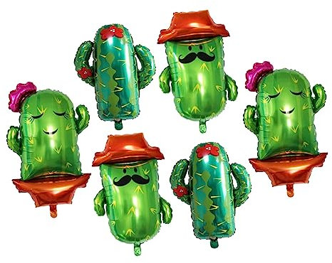 Vaguelly 6stücke Großer Kaktus-folienballon Kaktus Party Deko Kaktusballon Geburtstagsparty Dekoration Mexikanische Themenparty Decor Ballons Für Feiern Und Feste