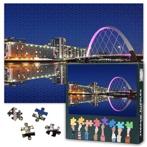Glasgow Clyde Arc Puzzles for Adults 1000 Pieces, Glasgow United Kingdom Jigsaw Puzzles, Adult Puzzle for Adults, Educational Fun Games or Toys for Elders Friends 20X27 INCH