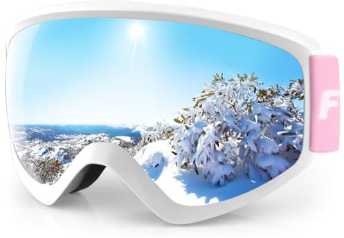Findway Gafas Esqui Niño 5~16 Años Mascara Esqui Gafas de Esqui Niño Niña OTG Ajustable para Niños Anti-Niebla Protección UV Compatible con Casco para Esquiar Snowboard Deportes de Invierno