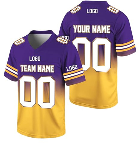 Personalisiert American Football Spieltrikots für Herren Kinder,Benutzerdefinierte Rugby Trikot T-Shirt mit Name Nummer