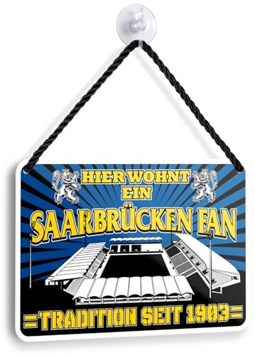 Saarbrücken Fan Blechschild 18x12cm Wanddeko Türschild Geschenkidee Fußball Fanartikel mit lustigem Spruch Stadion Supporter Deko Artikel