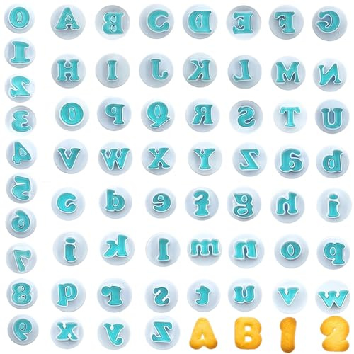 62 pièces Emporte Piece Lettre Alphabet,Moules à Lettres en Fondant | Accessoires de Pâtisserie Réutilisables pour Gâteaux,Fondants,Biscuits,Moules à Gaufrer