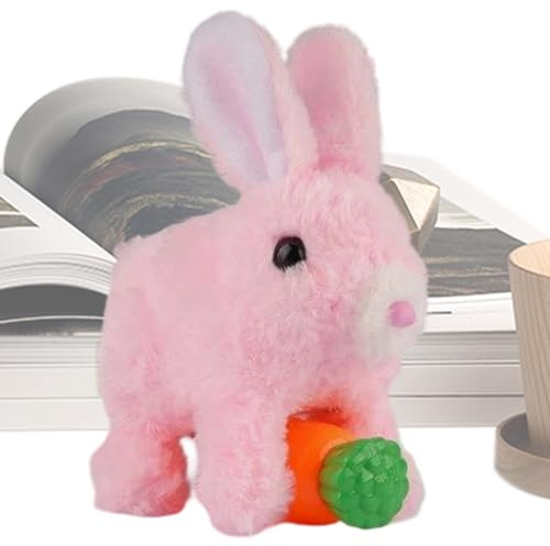 Plush Bunny Walking Toy - Cute Stuffed Robot Pet Rabbit with Sounds and Wiggling Ears | Walking Rabbit Toy - for Kids Boys Girls Children Birthday Holiday Christmas New Year Easter