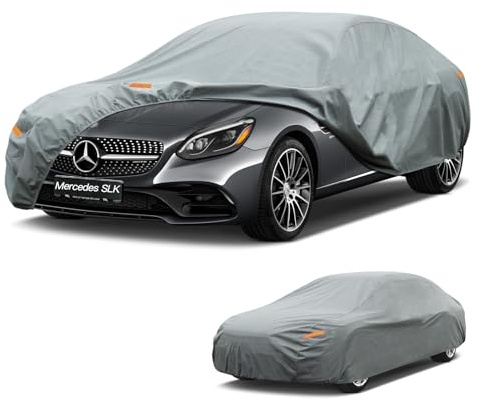 Kayme Robustes Autoabdeckung Wasserdicht Atmungsaktiv Passend für Mercedes Benz SLC SLK R170 R171 R172 350 300 250,Vollgarage Autoplane für Sonne Schutz Staub,Auto Abdeckplane Faltgarage Abdeckung.