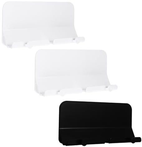 NOLITOY Support Mural Noir Adhésif pour Téléphone et Tablette 3pcs en ABS Robuste Porte-Charge Pratique pour Bureau et Salon