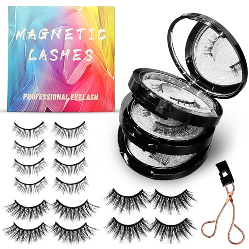 Magnetische Wimpern 4 Paare mit Applikator Ohne Kleber