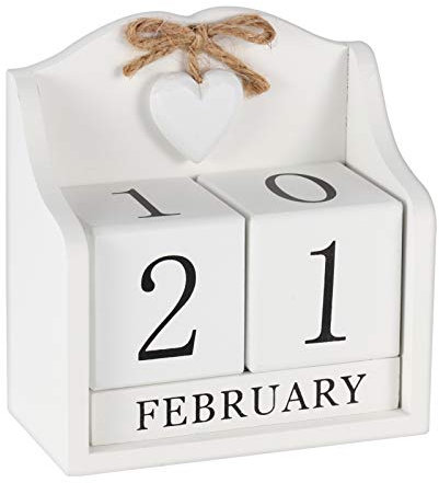 Obling Tischkalender Kalender Holz Manuelle Umrüstung Durable Chic Accessoire für Zuhause oder im Büro (Cremeweiß)